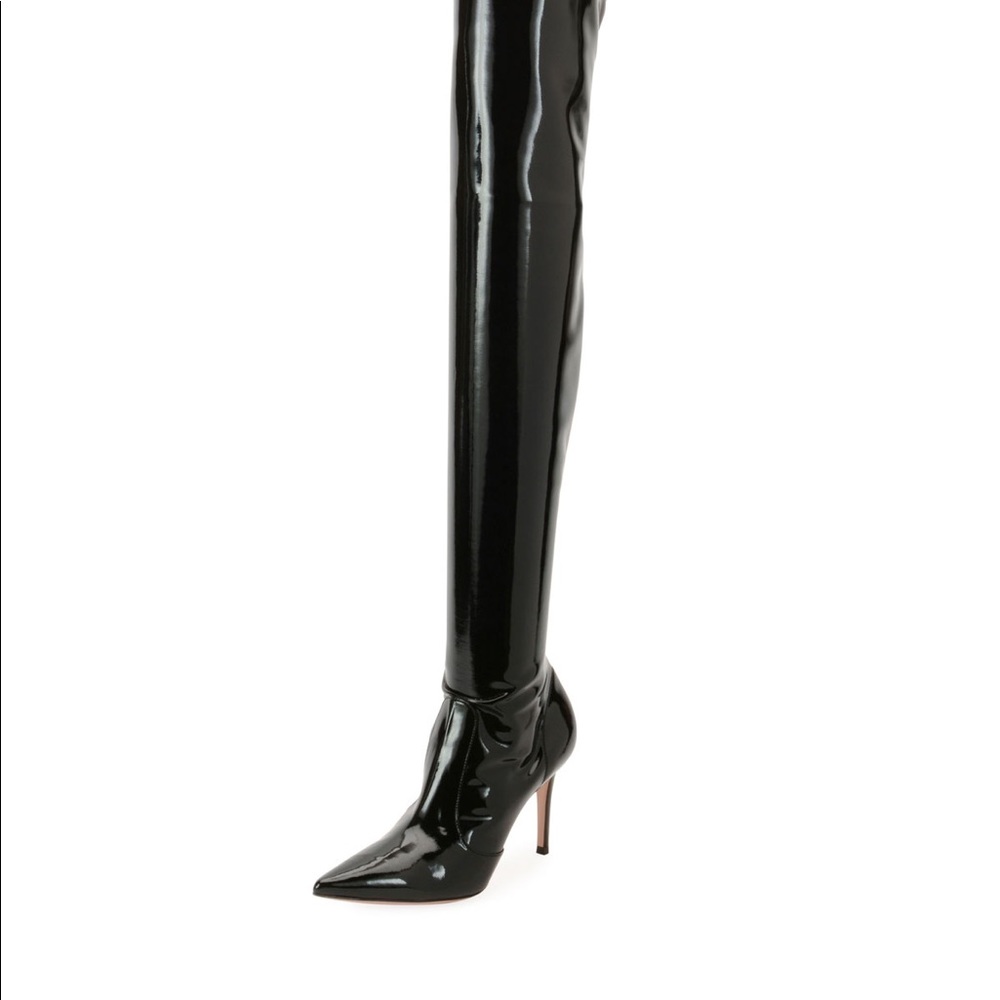 *Brand New* Gianvito Rossi Black Vinyl OTK Boots - Picture 2 of 8